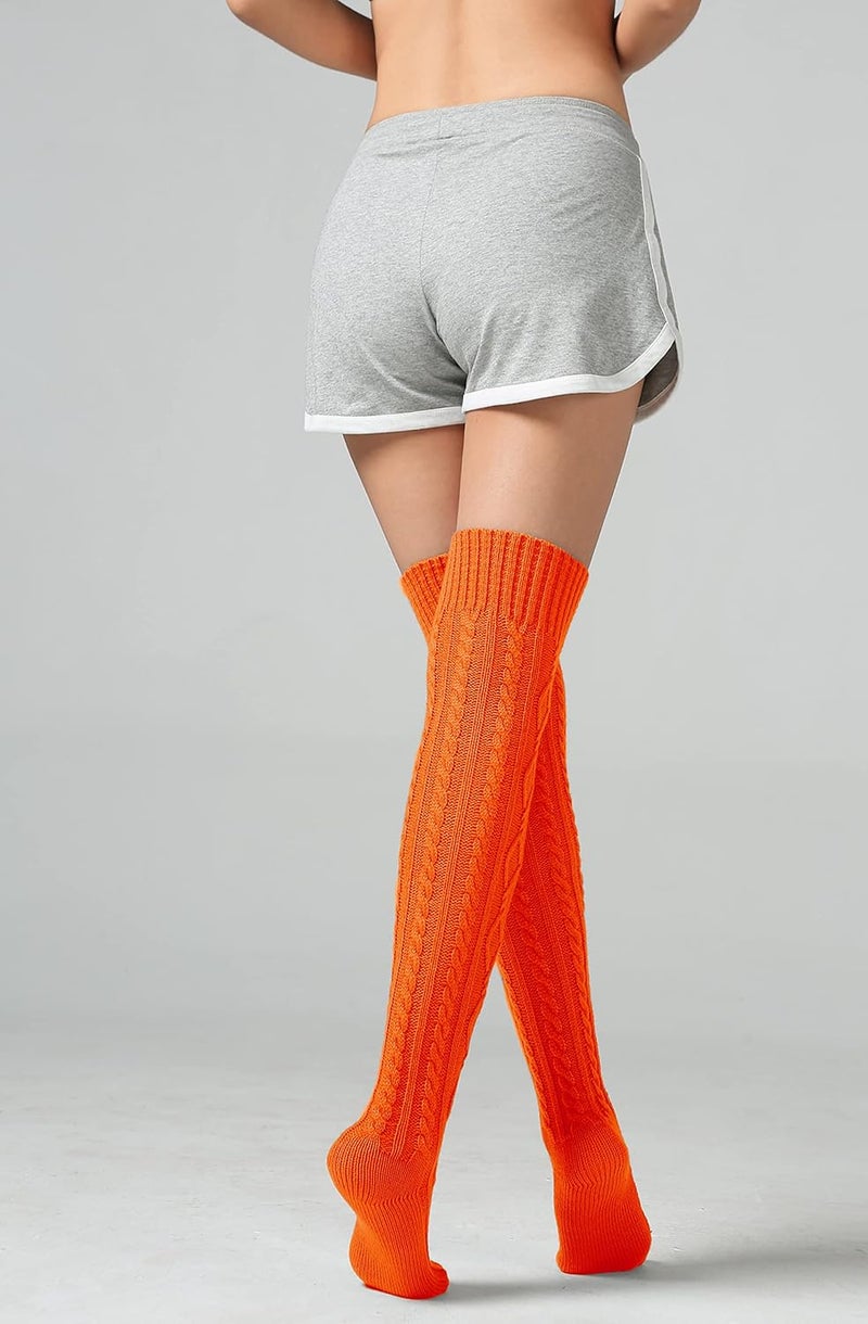 SherryDC Women's Cable Knit Thigh High Boot Socks Extra Long Winter Stockings Leg Warmers - Image 3